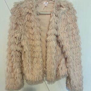 Xhilaration Blush Fringe Teddy Jacket
